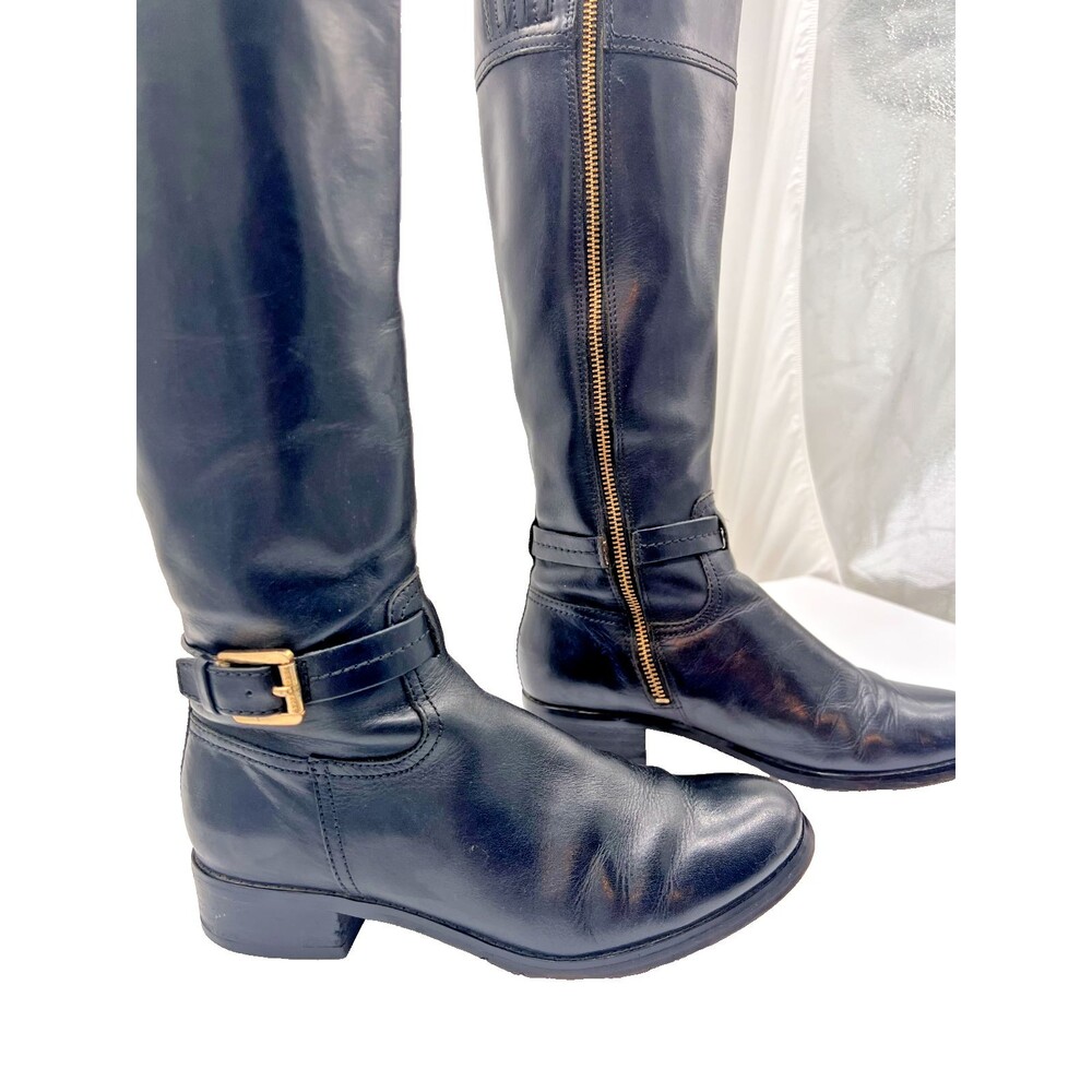 MICHAEL KORS STOCKARD LEATHER TALL RIDING BOOT BLACK SZ 5.5 WIDE CALF - Picture 5 of 16